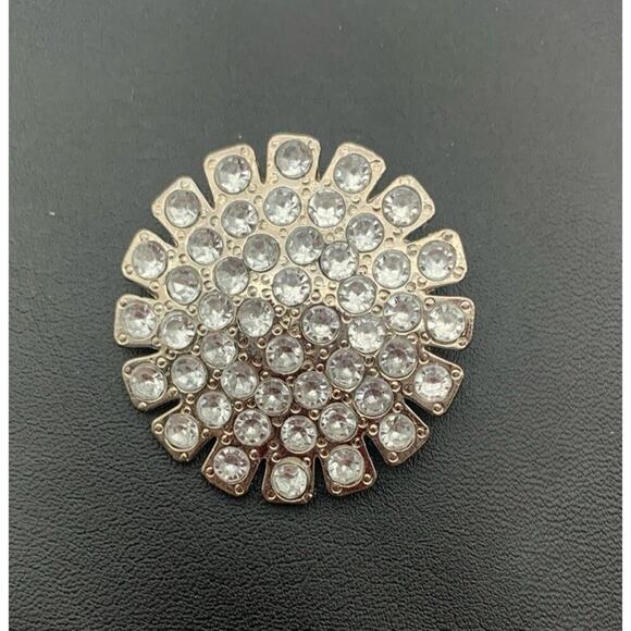 Clear Rhinestone Round Brooch Pin - Picture 1 of 4